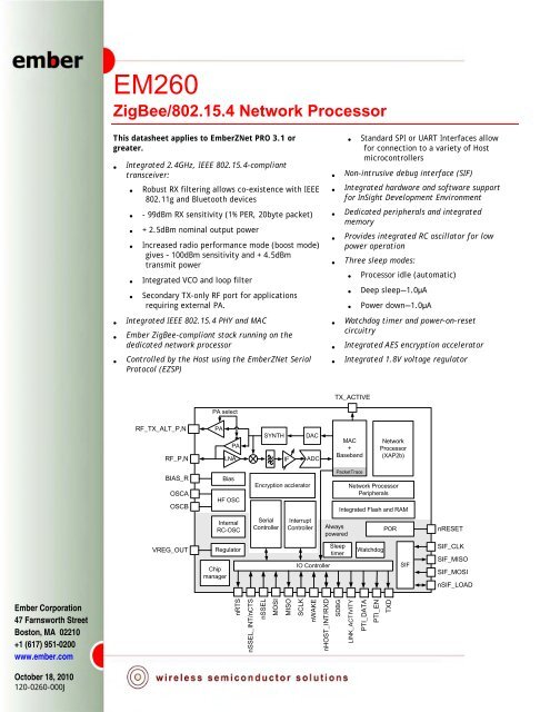 EM260 ZigBee/802.15.4 Network Processor - 120-0260 ... - wless.ru