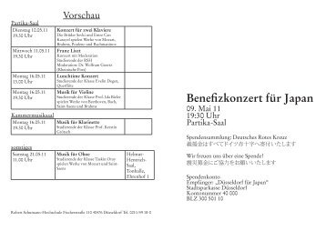Benefizkonzert für Japan - Robert Schumann Hochschule Düsseldorf