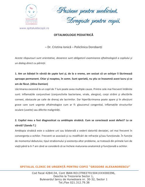 Oftalmologie Bucuresti Urgenta