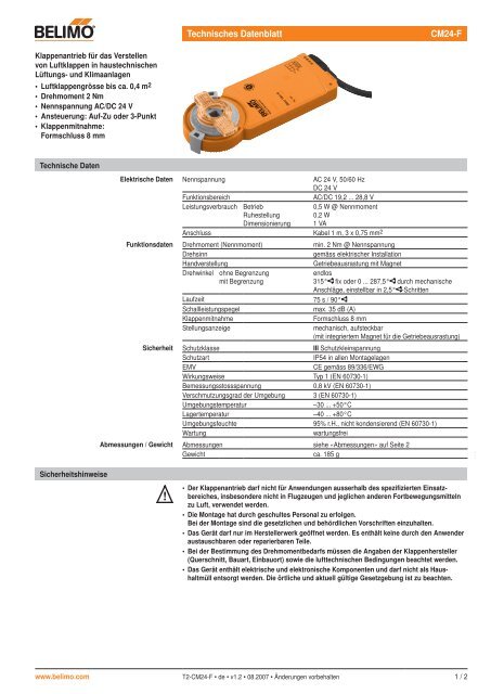 Technisches Datenblatt CM24-F - Belimo