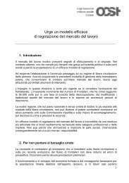 Urge efficace regolazione mercato del lavoro... - OCST