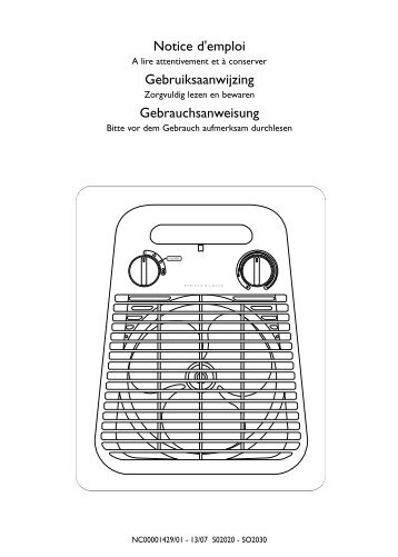 Notice d'emploi Gebruiksaanwijzing Gebrauchsanweisung - Calor