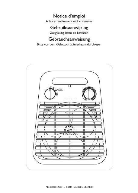 Notice d'emploi Gebruiksaanwijzing Gebrauchsanweisung - Calor