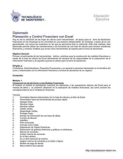 Diplomado Planeación y Control Financiero con Excel