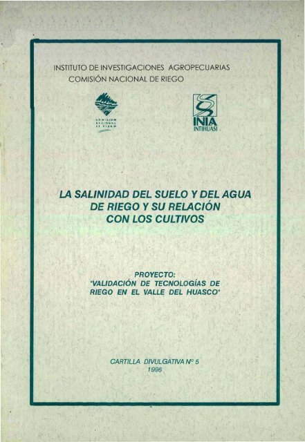 la salinidad del suelo ydel agua de riego ysu relación con los cultivos