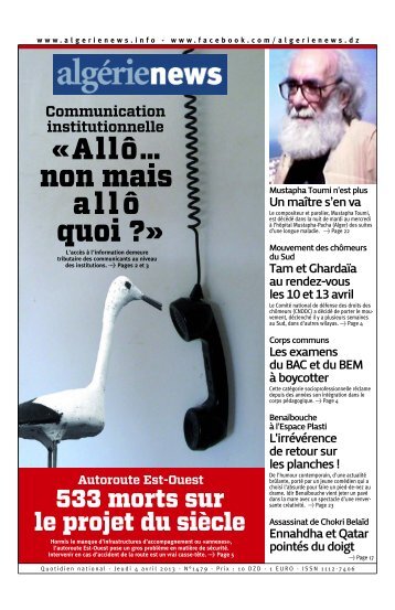 Fr-04-04-2013 - AlgÃ©rie news quotidien national d'information