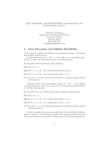 1 Lévy Processes and Infinite Divisibility - Department of ...