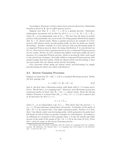 1 Lévy Processes and Infinite Divisibility - Department of ...