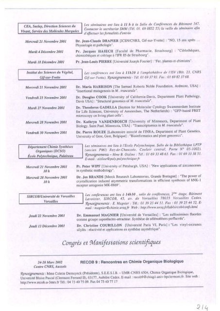 coe{rEKENcEs E r sÃÃ®vt rA(.q.rKEs - Historique de l'ICSN - CNRS