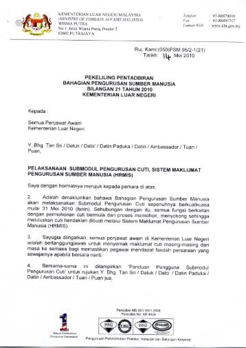 Ruj. Kami:(050)PSM 95/2-1(21) - Ministry of Foreign Affairs, Malaysia