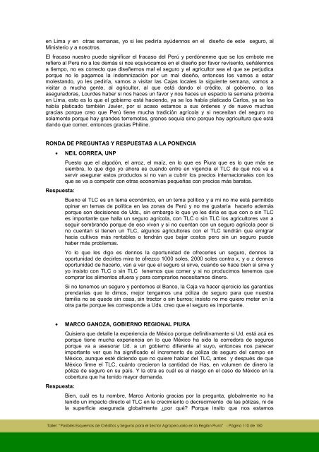 Memoria Taller Posibles Esquemas de Seguros Piura - GestiÃ³n del ...