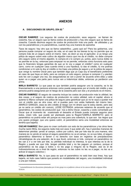 Memoria Taller Posibles Esquemas de Seguros Piura - GestiÃ³n del ...