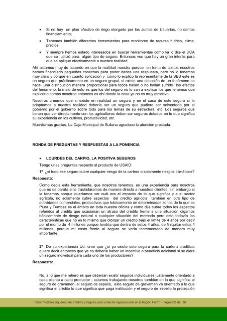 Memoria Taller Posibles Esquemas de Seguros Piura - GestiÃ³n del ...