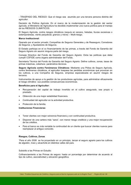 Memoria Taller Posibles Esquemas de Seguros Piura - GestiÃ³n del ...