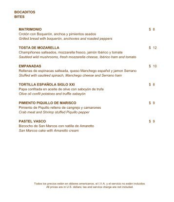 Menu de Bar - Rosewood Hotels & Resorts