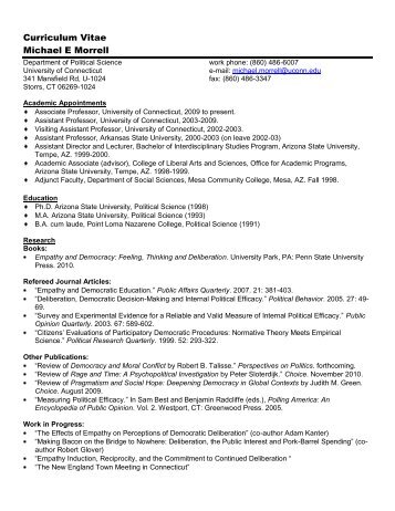 Curriculum Vitae Michael E Morrell - Department of Political Science ...