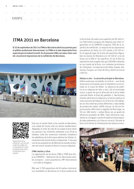 link 2 /2011 04 EVENTS Desde hace sesenta años la ITMA ... - Rieter