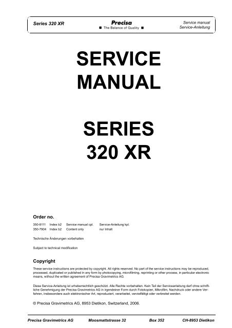 SERVICE MANUAL SERIES 320 XR - Precisa