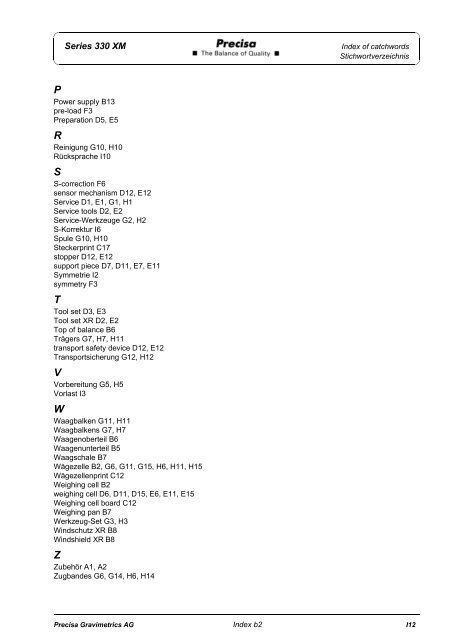 SERVICE MANUAL SERIES 320 XR - Precisa