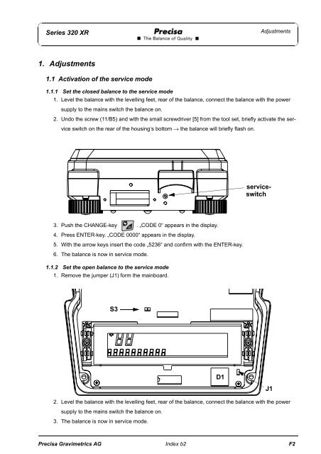 SERVICE MANUAL SERIES 320 XR - Precisa