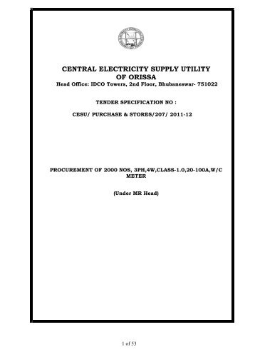 technical specification for static 3 phase 4 wire ct ... - Cescoorissa.com