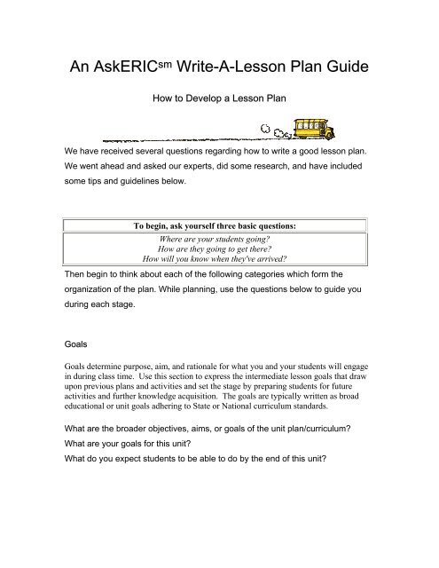 An AskERICsm Write-A-Lesson Plan Guide