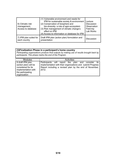 TRAINING AND DIALOGUE PROGRAMS