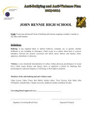 Anti-Bullying Plan - John Rennie High School, Pointe Claire, QC