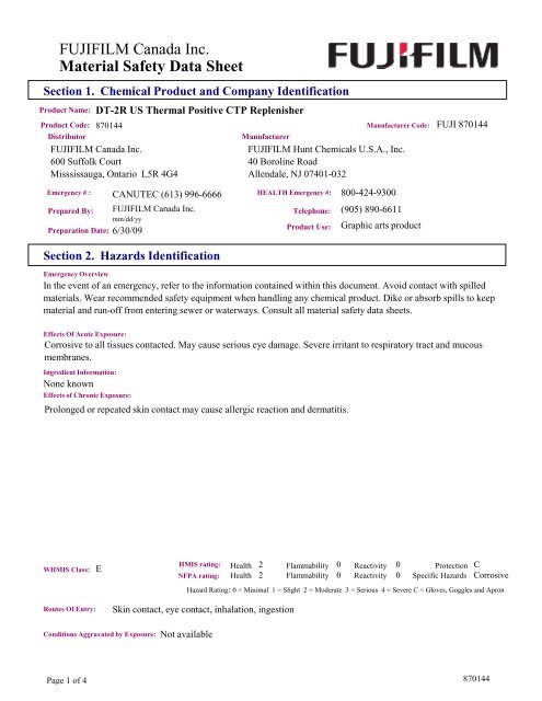 DT-2R US Thermal Positive CTP Replenisher ... - Fujifilm Canada