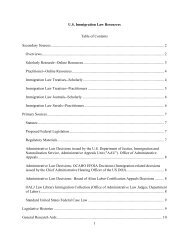 1 U.S. Immigration Law Resources Table of Contents Secondary ...