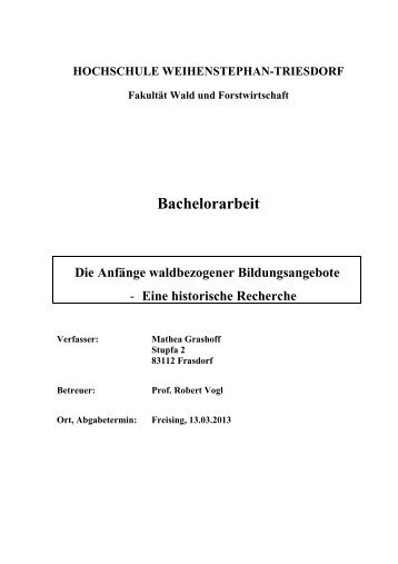 Bachelorarbeit - WaldpÃ¤dagogik