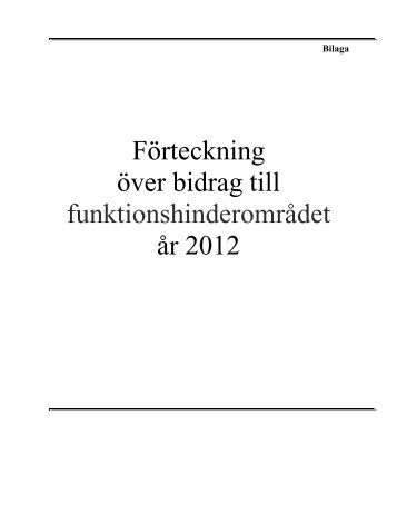 FÃ¶rdelning av bidrag till funktionshinderomrÃ¥det 2012 - GÃ¶teborg