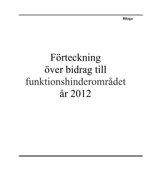 FÃ¶rdelning av bidrag till funktionshinderomrÃ¥det 2012 - GÃ¶teborg