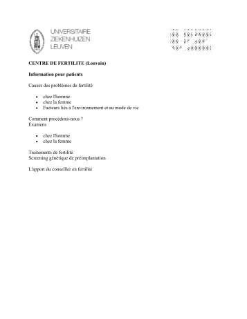 O o r z a k e n v a n v e r m i n d e r d e - UZ Leuven