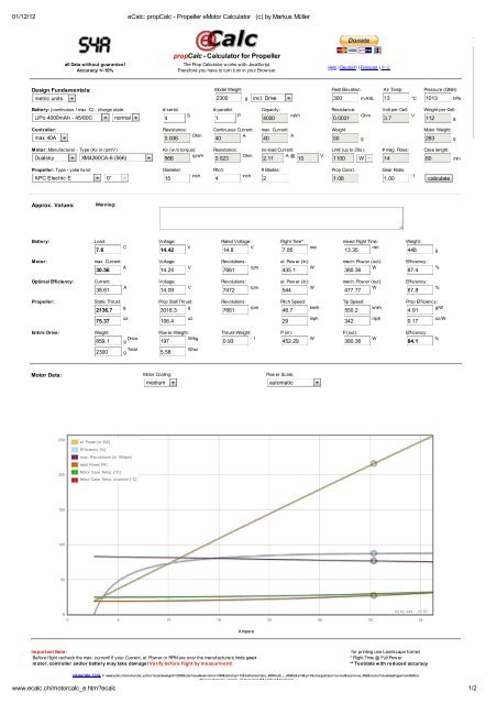 propCalc - Calculator for Propeller - BaroneRosso.it