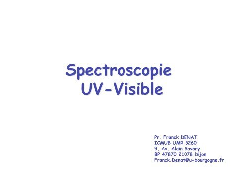 Spectroscopie UV-Visible - L3 Chimie Dijon