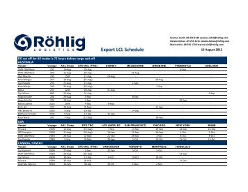 Rohlig Export Schedule 16-8-2012