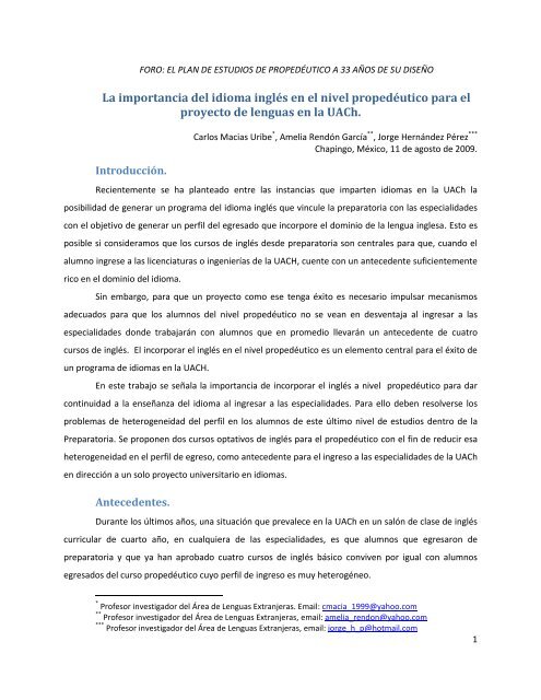 La importancia del idioma inglÃ©s en el nivel propedÃ©utico para el ...