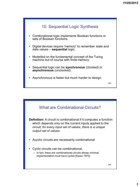 10. Sequential Logic Synthesis What are Combinational Circuits?