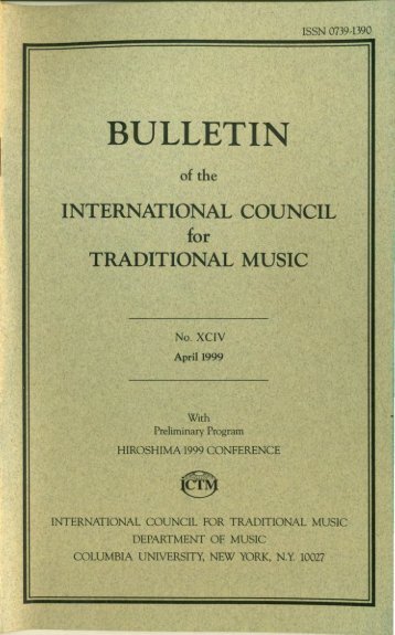 Apr 1999 - International Council for Traditional Music