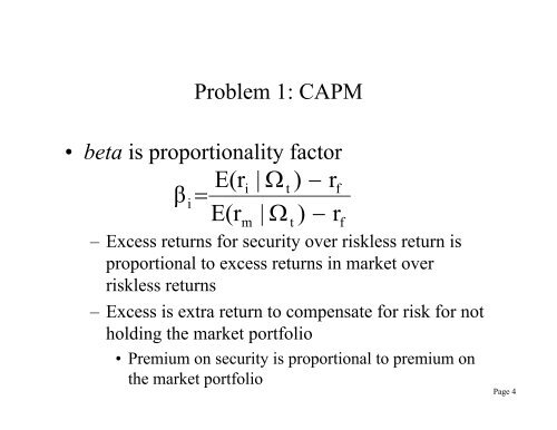 CAPM Statistical Analysis