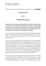 Presseinformation ERHARD SPORT gerettet - Dr. Beck & Partner GbR