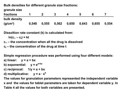 WET GRANULATION: PHYSICO â CHEMICAL EVALUATION AND ...