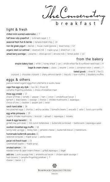 Breakfast & Lunch Menus - Rosewood Hotels & Resorts