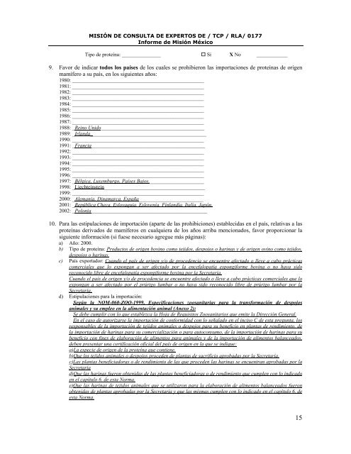 MISIÃN DE CONSULTA DE EXPERTOS FAO TCP / RLA / 0177