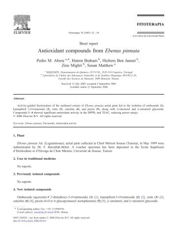 Antioxidant compounds from Ebenus pinnata