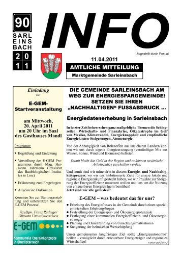 Info 90/2011 - Marktgemeinde Sarleinsbach