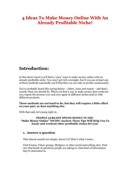 Quick and Easy Profit-Pulling Ideas - Instant Bonus Page