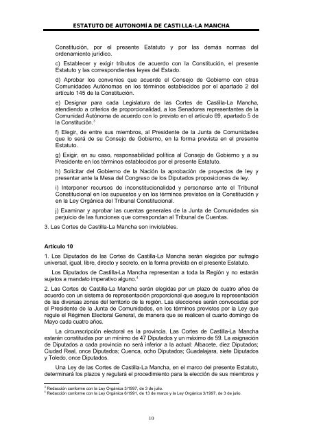 Estatuto de AutonomÃ­a - Cortes de Castilla-La Mancha