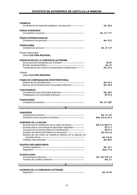 Estatuto de AutonomÃ­a - Cortes de Castilla-La Mancha